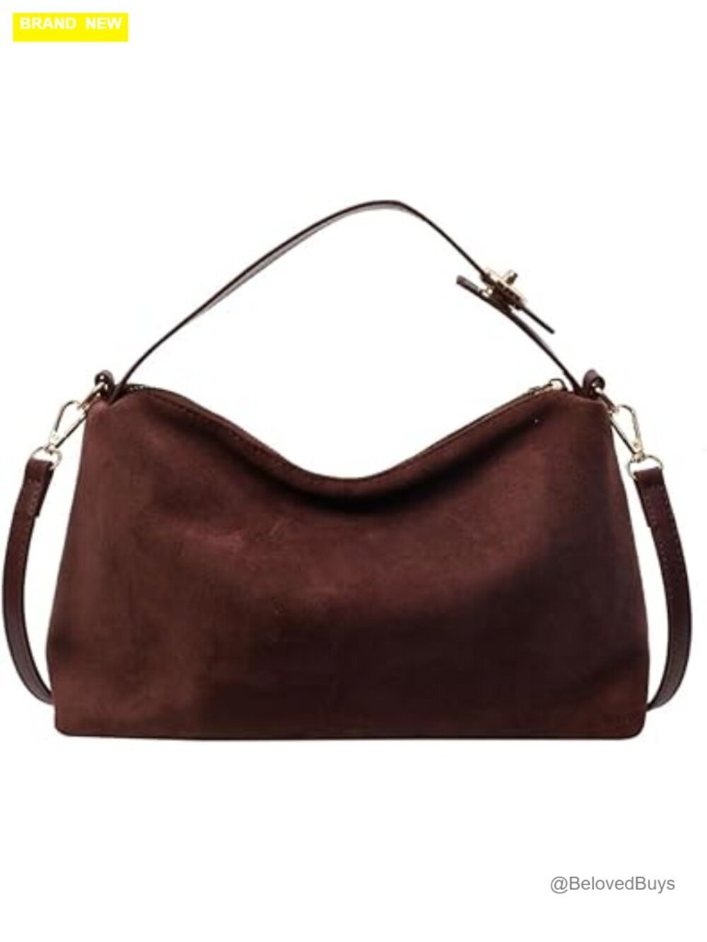 Faux Suede Slouchy Hobo Bag Crossbody Top-Handle Tote Shoulder Purse